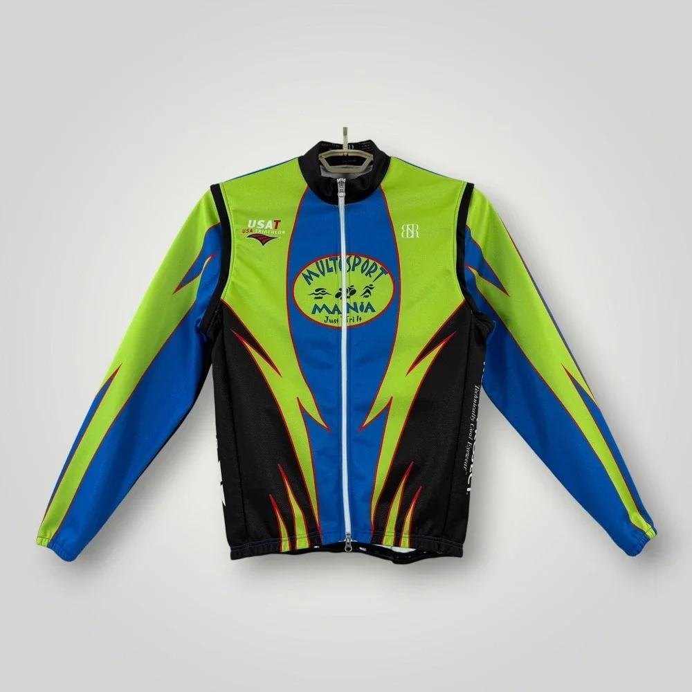 BR Jacket Womens Medium Multicolor Multisport Mania Full Zip Cycling Triathlon - Picture 1 of 9